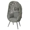 Image de Fauteuil de jardin sur pieds oeuf de jardin en résine tressée gris clair Palermo - Jardideco