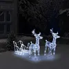 Image de Décoration de Noël Rennes et traîneau 160 LED 130 cm Acrylique