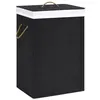 Image de vidaXL Panier à linge avec 2 sections bambou noir 72 L 320745