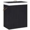 Image de vidaXL Panier à linge avec 2 sections bambou noir 100 L 320746