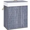 Image de vidaXL Panier à linge avec une seule section bambou gris 83 L 320756