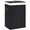 Image de vidaXL Panier à linge avec une seule section bambou noir 320757