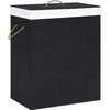 Image de vidaXL Panier à linge avec une seule section bambou noir 83 L 320758