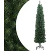 Image de Sapin de Noël artificiel mince avec support vert 240 cm PVC