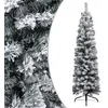 Image de vidaXL Sapin de Noël artificiel mince flocon de neige Vert 150 cm PVC