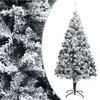 Image de Sapin de Noël artificiel avec neige floquée vert 180 cm PVC