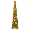 Image de vidaXL Sapin de Noël Artificiel Escamotable Décoration de Noël Arbre Artificiel Salon Salle de Séjour Maison Intérieur Doré 120 cm PET