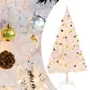 Image de vidaXL Arbre de Noël Artificiel Pré-éclairé avec Boules, Sapin de Noël avec LED, Décoration de Vacances, Ornement de Fête Intérieur Extérieur, Blanc 210 cm