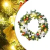 Image de vidaXL Couronne de Noël avec lumières LED vert 60 cm PVC, couronnes, couronnes de Noël avec décoration, ornements de couronne de Noël
