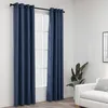 Image de vidaXL Rideaux occultants Aspect lin avec oeillets 2 pcs Bleu 140x245cm