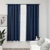 Image de vidaXL Gordijnen linnen-look verduisterend haken 2 st 140x175 cm blauw321180