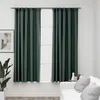 Image de vidaXL Gordijnen linnen-look verduisterend haken 2 st 140x175 cm groen321188