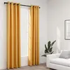 Image de Rideaux occultants Aspect lin à oeillets 2 pcs Jaune 140x225 cm