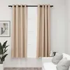 Image de vidaXL Rideaux occultants Aspect lin avec oeillets 2pcs Beige 140x175cm
