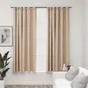 Image de vidaXL Rideaux occultants aspect lin et crochets 2 pcs Beige 140x175cm