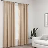 Image de Rideaux occultants aspect lin et crochets 2 pcs beige 140x225cm