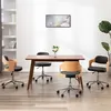 Image de vidaXL 4x Bois Courbé Chaises Pivotantes à Dîner Sièges de Salle à Manger Salon Repas Chambre Cuisine Bureau Maison Intérieur Noir Similicuir