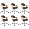 Image de Lot de 6 chaise de bureau vidaxl en bois non pliable interieur H. 76 cm noir