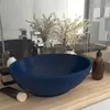 Image de vidaXL Lavabo Ovale de Luxe Vasque à Poser de Toilette Lave-mains de Salle de Bain Cuisine Maison Intérieur Bleu Foncé Mat 146924