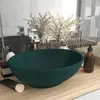 Image de Vidaxl Lavabo Ovale Luxueux, Vert Foncé Mat, 40X33 Cm