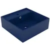 Image de vidaXL Lavabo carré à trop-plein Bleu foncé mat 41x41 cm Céramique