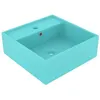 Image de vidaXL Lavabo Carré de Luxe à Trop-plein Vasque à Poser de Toilette Lave-mains de Salle de Bain Salle Cosmétique Vert Clair 146947