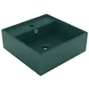 Image de vidaXL Lavabo Carré de Luxe à Trop-plein Vasque à Poser de Toilette Lave-mains de Salle de Bain Salle Cosmétique Vert Foncé 146948
