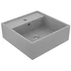 Image de vidaXL Lavabo Carré de Luxe à Trop-plein Vasque à Poser de Toilette Lave-mains de Salle de Bain Salle Cosmétique Gris Clair 146949
