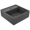 Image de vidaXL Lavabo Carré de Luxe à Trop-plein Vasque à Poser de Toilette Lave-mains de Salle de Bain Salle Cosmétique Gris Foncé 146950