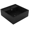 Image de vidaXL Lavabo Carré de Luxe à Trop-plein Vasque à Poser de Toilette Lave-mains de Salle de Bain Salle Cosmétique Maison Noir 146953