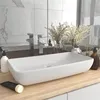 Image de vidaXL Lavabo de Luxe Rectangulaire Vasque à Poser de Toilette Lave-mains de Salle de Bain Salle de Cosmétiques Maison Blanc 146954
