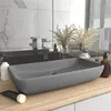 Image de vidaXL Lavabo de Luxe Rectangulaire Vasque à Poser de Toilette Lave-mains de Salle de Bain Salle Cosmétique Maison Gris 146960