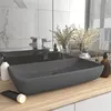 Image de vidaXL Lavabo de Luxe Rectangulaire Vasque à Poser de Toilette Lave-mains de Salle de Bain Salle Cosmétique Maison Gris 146961