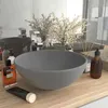 Image de vidaXL Lavabo Rond de Luxe de Salle de Bain Vasque à Poser de Toilette Lave-mains Salle Cosmétique Intérieur Gris Clair Mat 146971