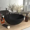 Image de vidaXL Lavabo Rond de Luxe de Salle de Bain Vasque à Poser de Toilette Lave-mains Salle Cosmétique Intérieur Noir Mat 146975
