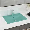Image de vidaXL Lavabo avec Trou de Robinet Vasque à Poser de Toilette Lave-mains de Salle de Bain Cuisine Maison Intérieur Vert 147024
