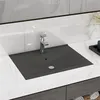 Image de Lavabo avec trou de robinet Gris foncé mat 60x46 cm Céramique
