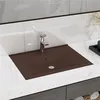 Image de vidaXL Lavabo avec Trou de Robinet Vasque à Poser de Toilette Lave-mains de Salle de Bain Salle Cosmétique Marron Foncé Mat 147028
