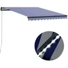 Image de vidaXL Luifel handmatig uittrekbaar met LED 300x250 cm blauw en wit3055220