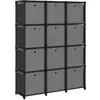 Image de Étagère à 12 cubes avec boîtes Noir 103x30x141 cm Tissu