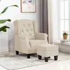 Image de vidaXL Fauteuil met voetenbankje tissu crème