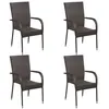 Image de Chaises empilables d extérieur lot de 4 Résine tressée Marron