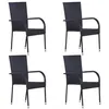 Image de Chaises empilables d extérieur lot de 4 Résine tressée Noir