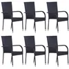 Image de Lot de 6 chaise vidaxl exterieur empilable non pliable H. 95 cm en resine tressee noir