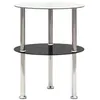 Image de vidaXL Bijzettafel 2-laags 38 cm gehard glas transparant en zwart322788