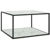 Image de Table basse Noir avec verre marbre blanc 90x90x50 cm