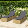 Image de Chaise longue vidaxl L. 198 cm en resine tressee H. 30 cm marron non pliable