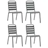 Image de Lot de 4 chaise vidaxl exterieur empilable non pliable en acier H. 84 cm gris