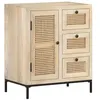 Image de Buffet 60x35x70 cm Bois de manguier massif et canne naturelle
