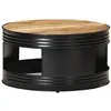 Image de Table basse Noir 68x68x36 cm Bois massif de manguier brut